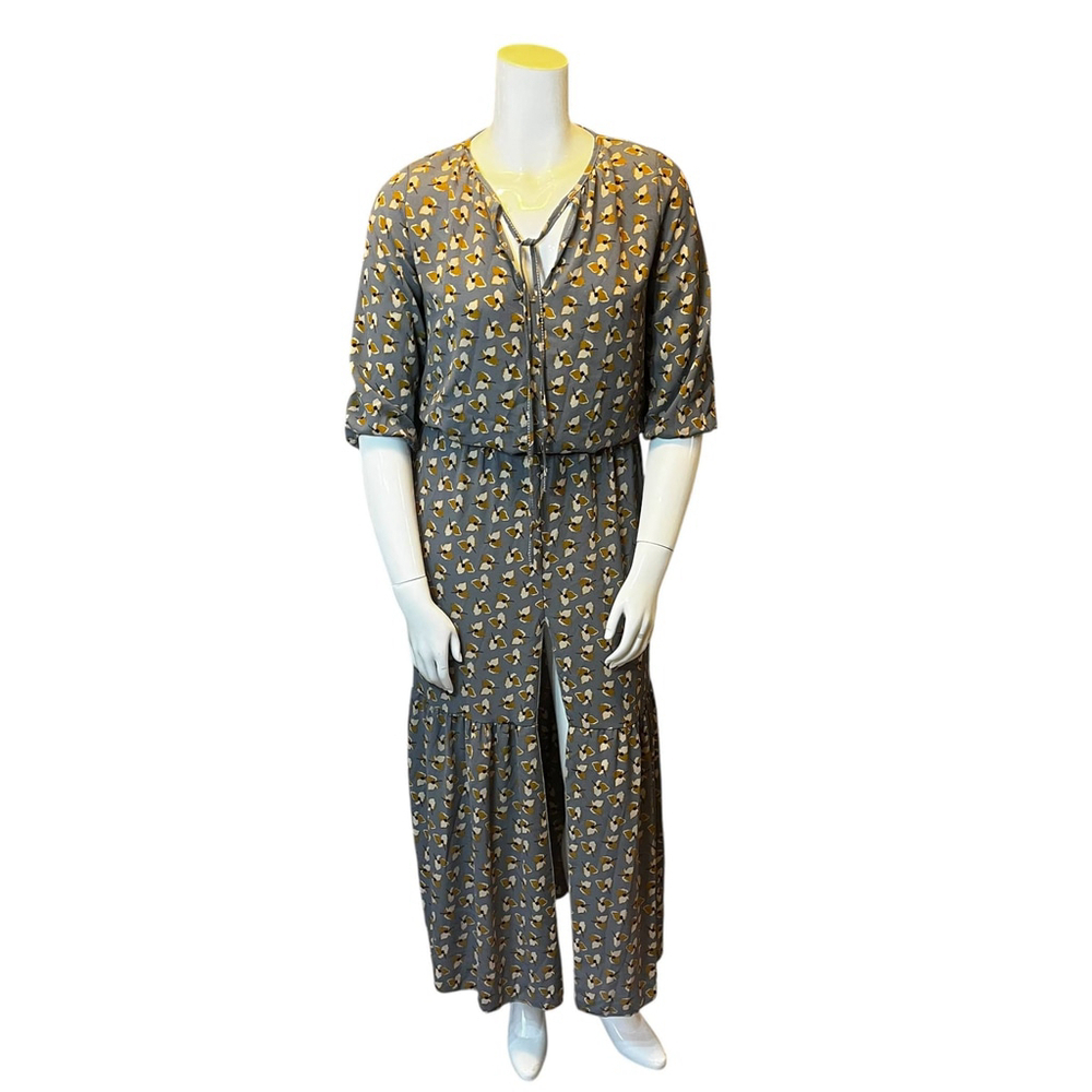 Kimika Made in Italy Floral Maxi Dress , Gray/Yellow Print, Size IT M (US 8) - Picture 2 of 16
